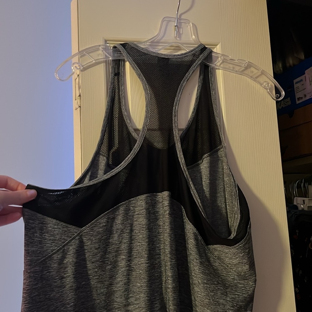 Women’s Gray Racerback Mesh-Panel Tank Top - Picture 2 of 2